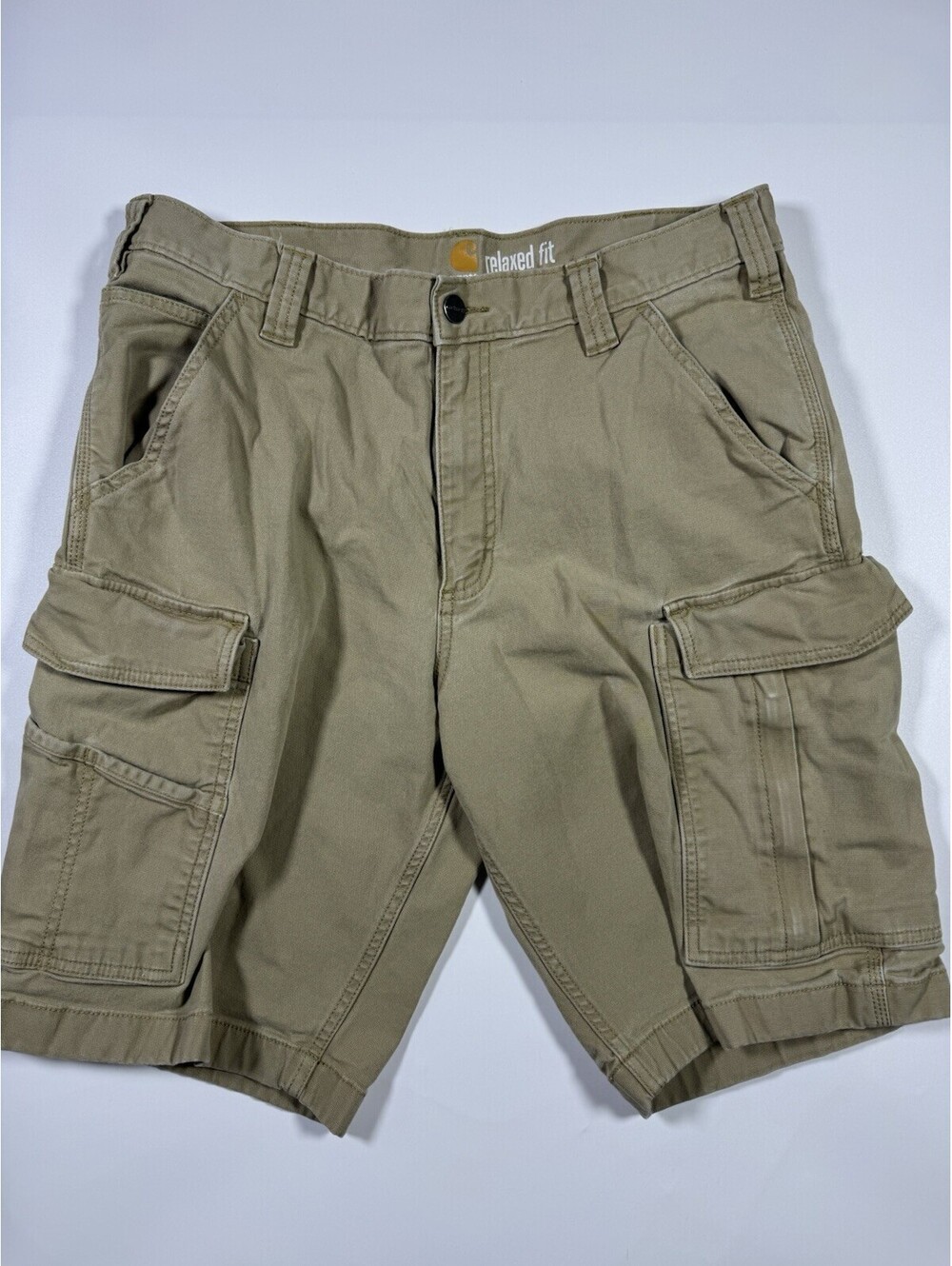Carhartt 100390 Cargo Shorts Mens 34 Khaki Relaxed Fit Stretch Work Utility